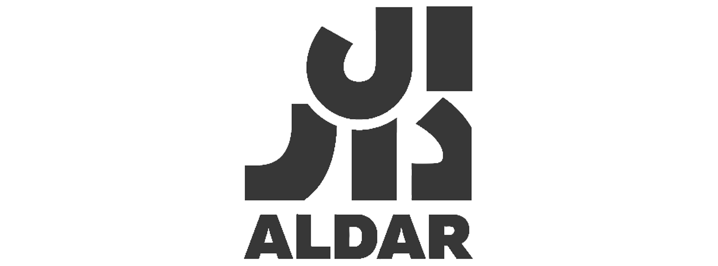 Logo with stylized letters i and r, and the words ALDAR beneath in bold.