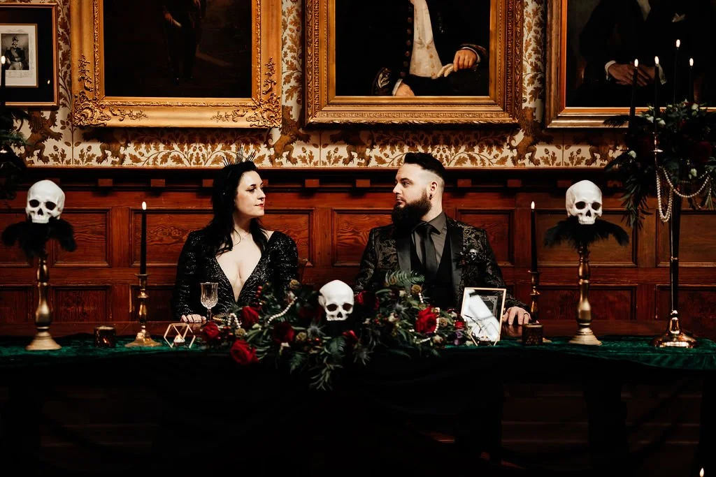 A dark and decadent wedding inspired by American Horror Story: Hotel