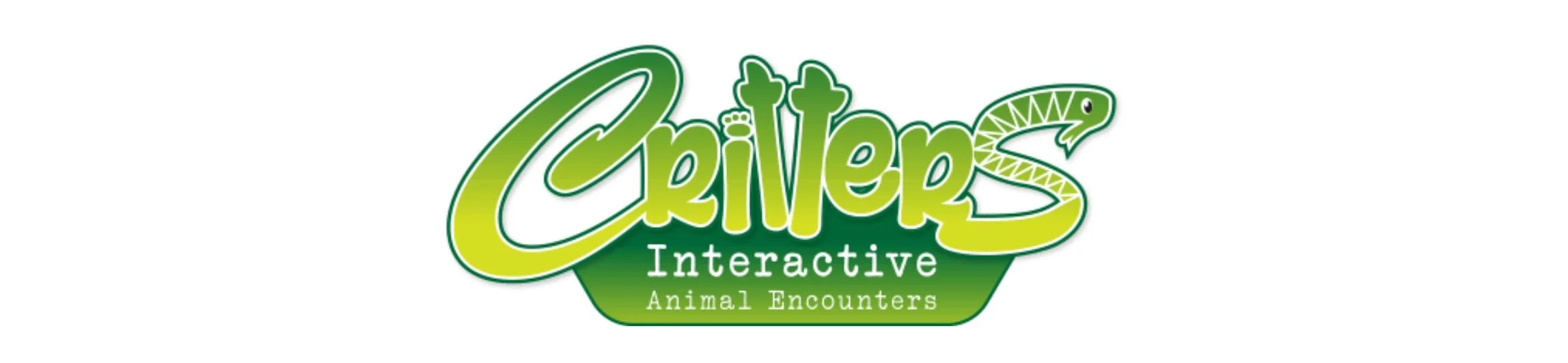Logo for Calver's Interactive Animal Encounters featuring a green chameleon and stylized text.