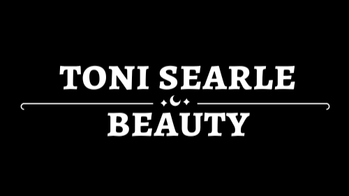 Black background with white text reading "Toni Searle Beauty" in bold uppercase letters.