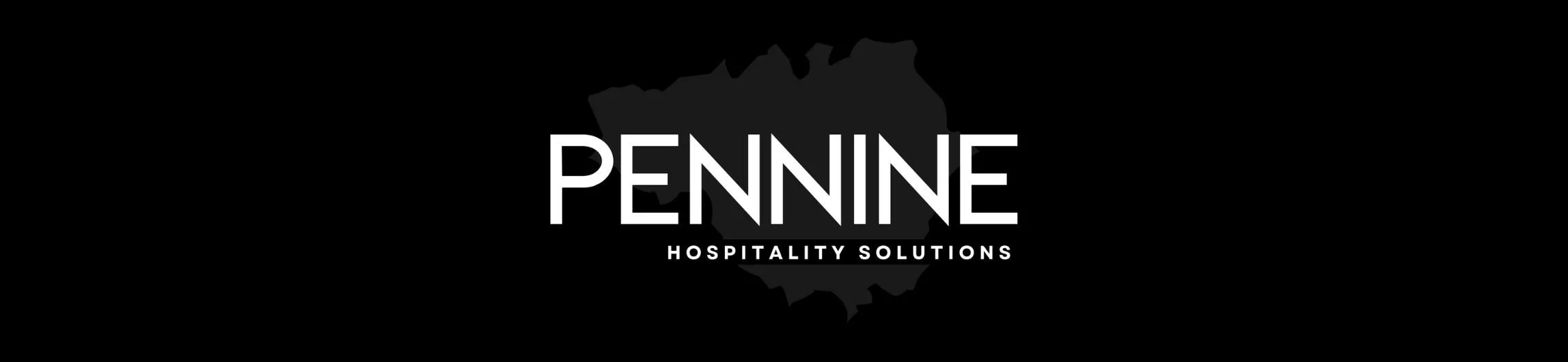 Pennine Hospitality Solutions logo with black background, white text, and a map outline of Pennsylvania behind the text.