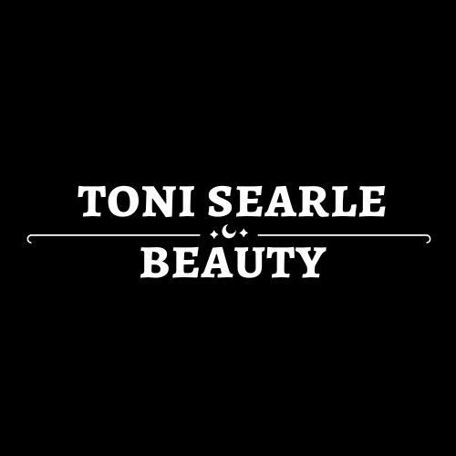 Logo for Toni Searle Beauty with black background and white text.
