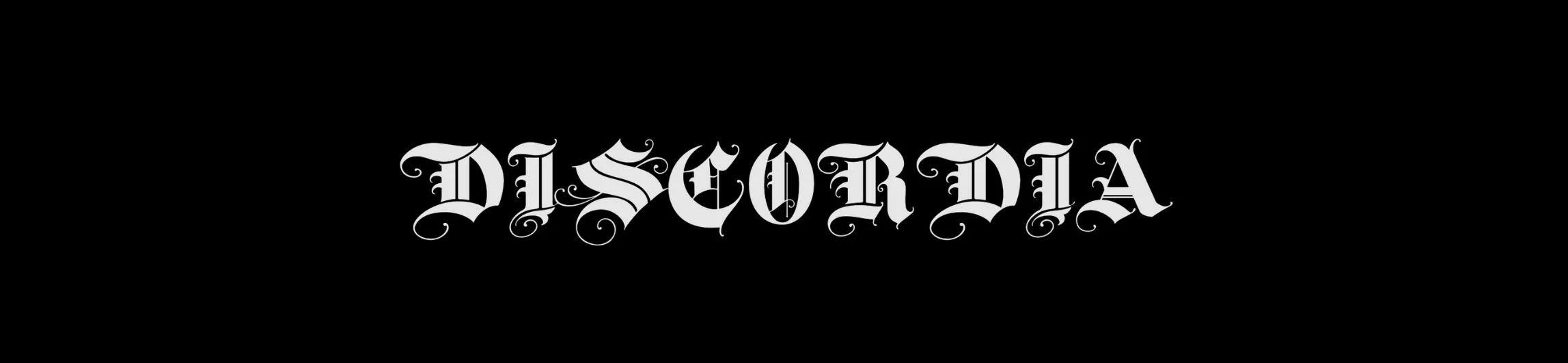 Stylized white text spelling "DISCORDIA" on a black background.