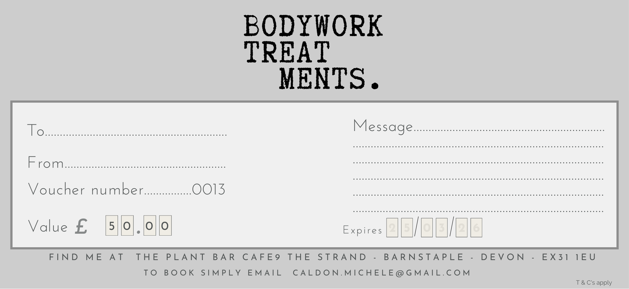 massage gift voucher in  barnstaple