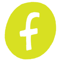 Facebookin logo, keltainen ympyrä ja musta kirjain 'f'