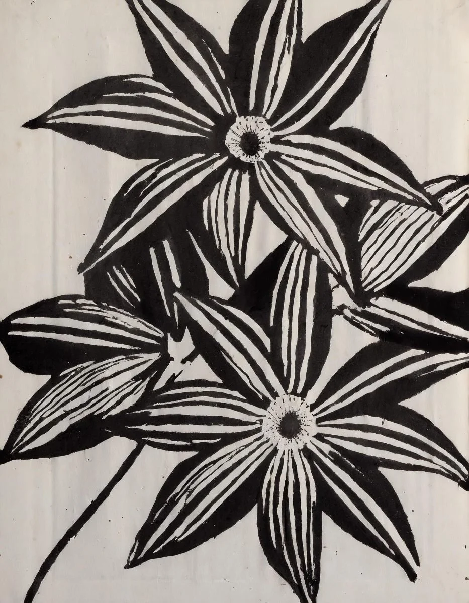 Inky floral illustration used in the Liora lexicon section of the Conversarium.