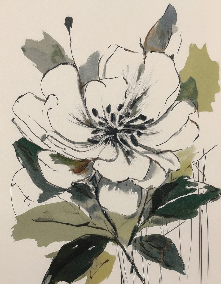 inky floral illustration for the liora lexicon of phrases