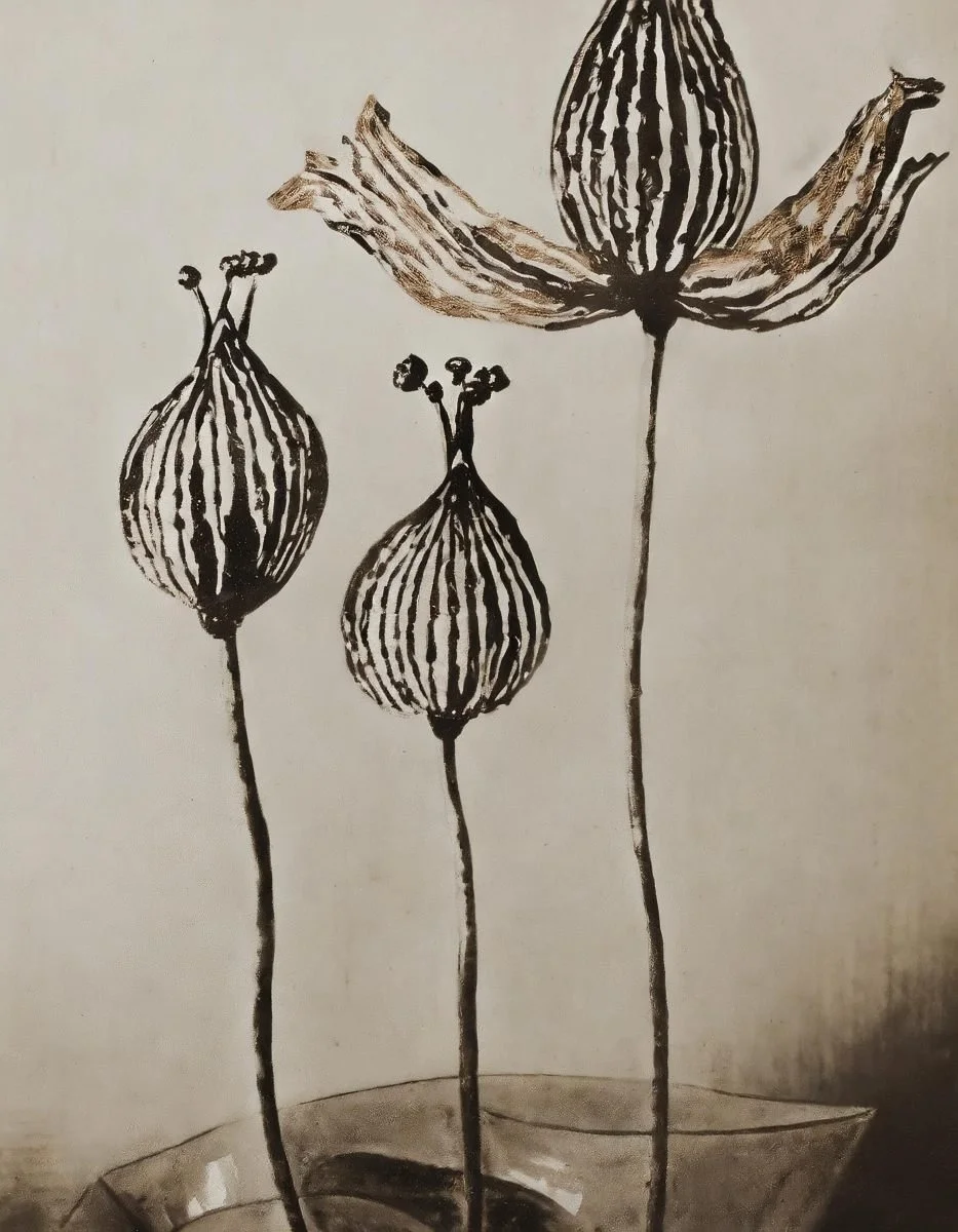 Inky floral illustration used in the Liora lexicon section of the Conversarium.