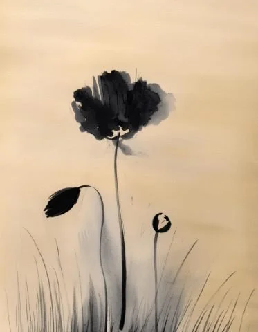 Inky floral illustration used in the Liora lexicon section of the Conversarium.