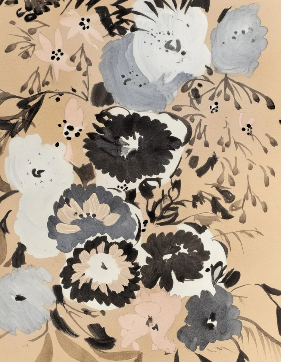 Inky floral illustration used in the Liora lexicon section of the Conversarium.