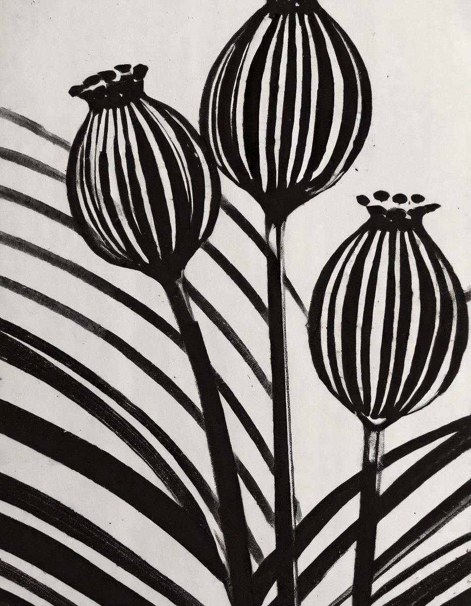 Inky floral illustration used in the Liora lexicon section of the Conversarium.