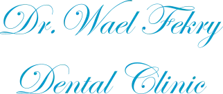 Clinics Logo reading 'Dr. Wael Fekry Dental Clinic' in blue cursive font