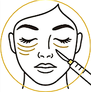 A line drawing of a woman getting a facial treatment, with closed eyes and a knife following the lines that were applied to her face.