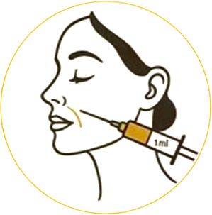 Illustration of a  woman receiving a facial injection with a syringe.
