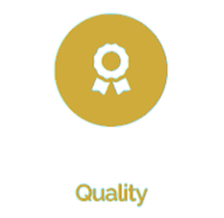 Gold badge icon for Dr Wael Fekry Clinic  with a white ribbon and the word 'Quality' underneath.