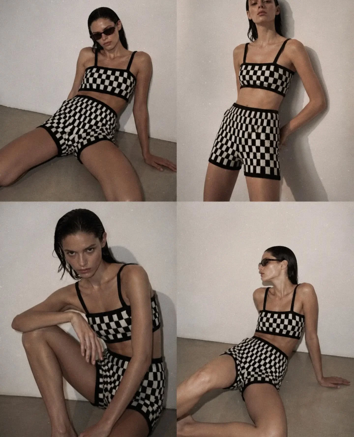 Some tension, with the checkered set in coffee and cream color combo.

#suturastudio 
#knit
#sets
#bali