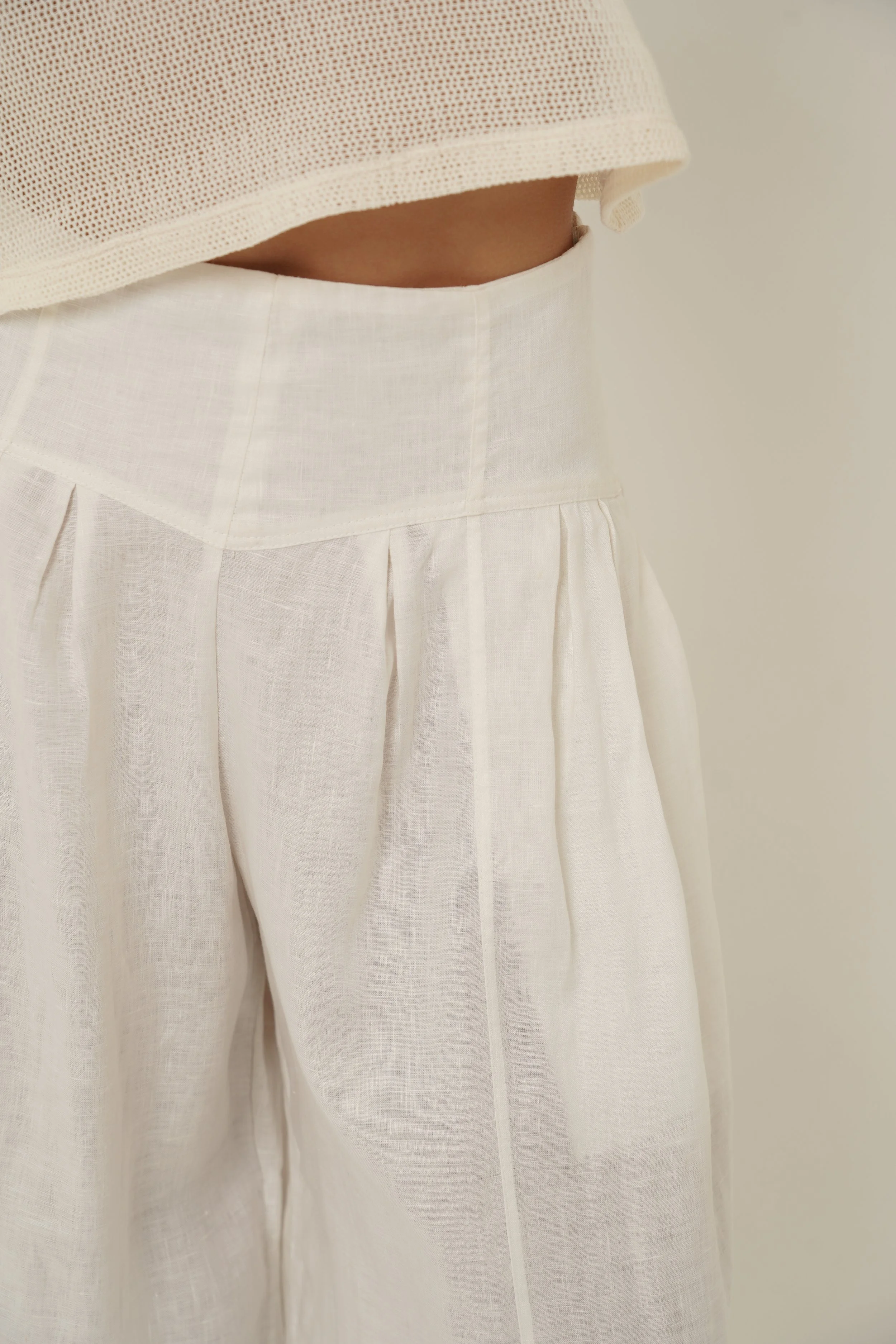 Detail view of Cassandra Pants Waist and Breeze T-shirt