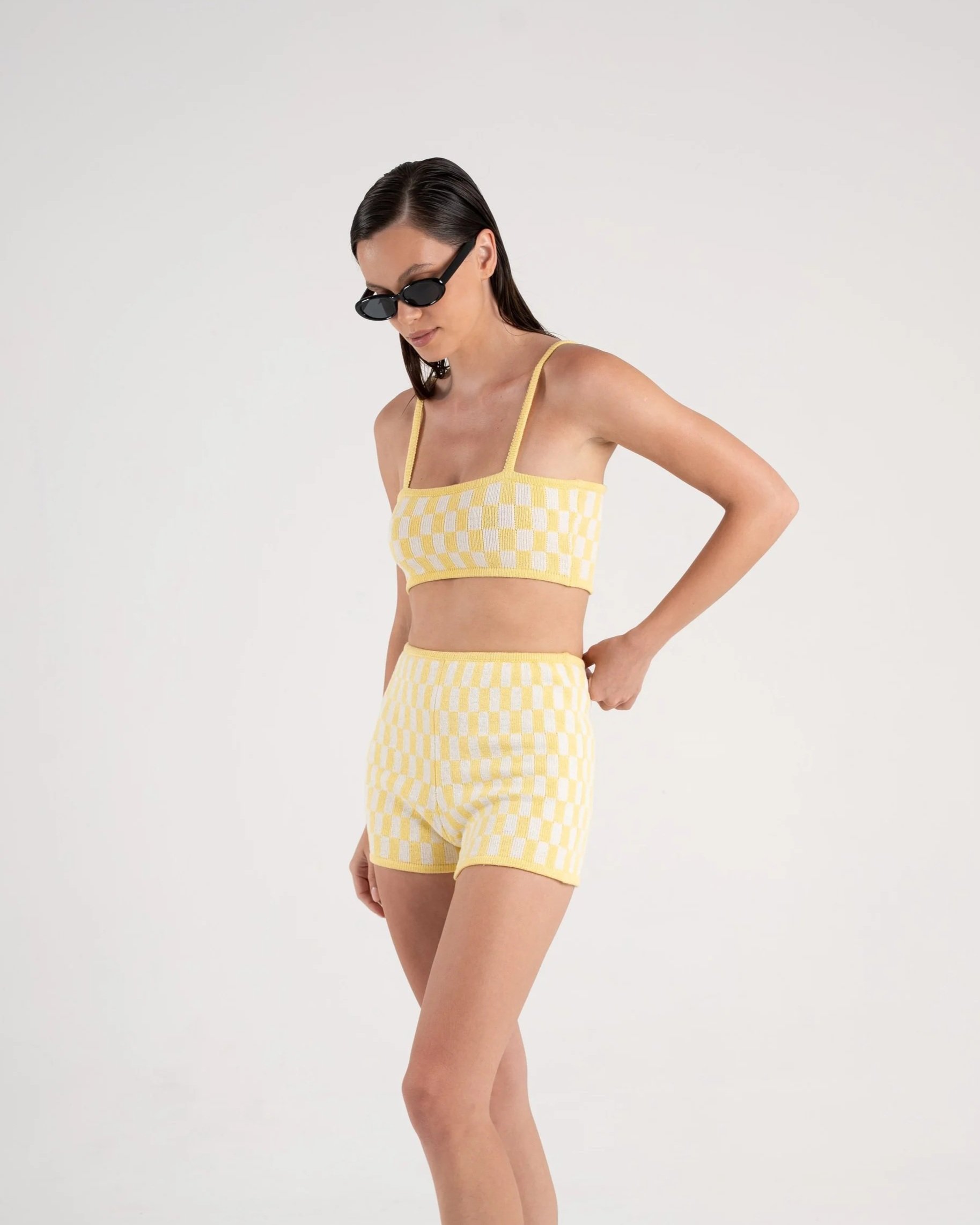 Checkered Knit Shorts Sutura Studio