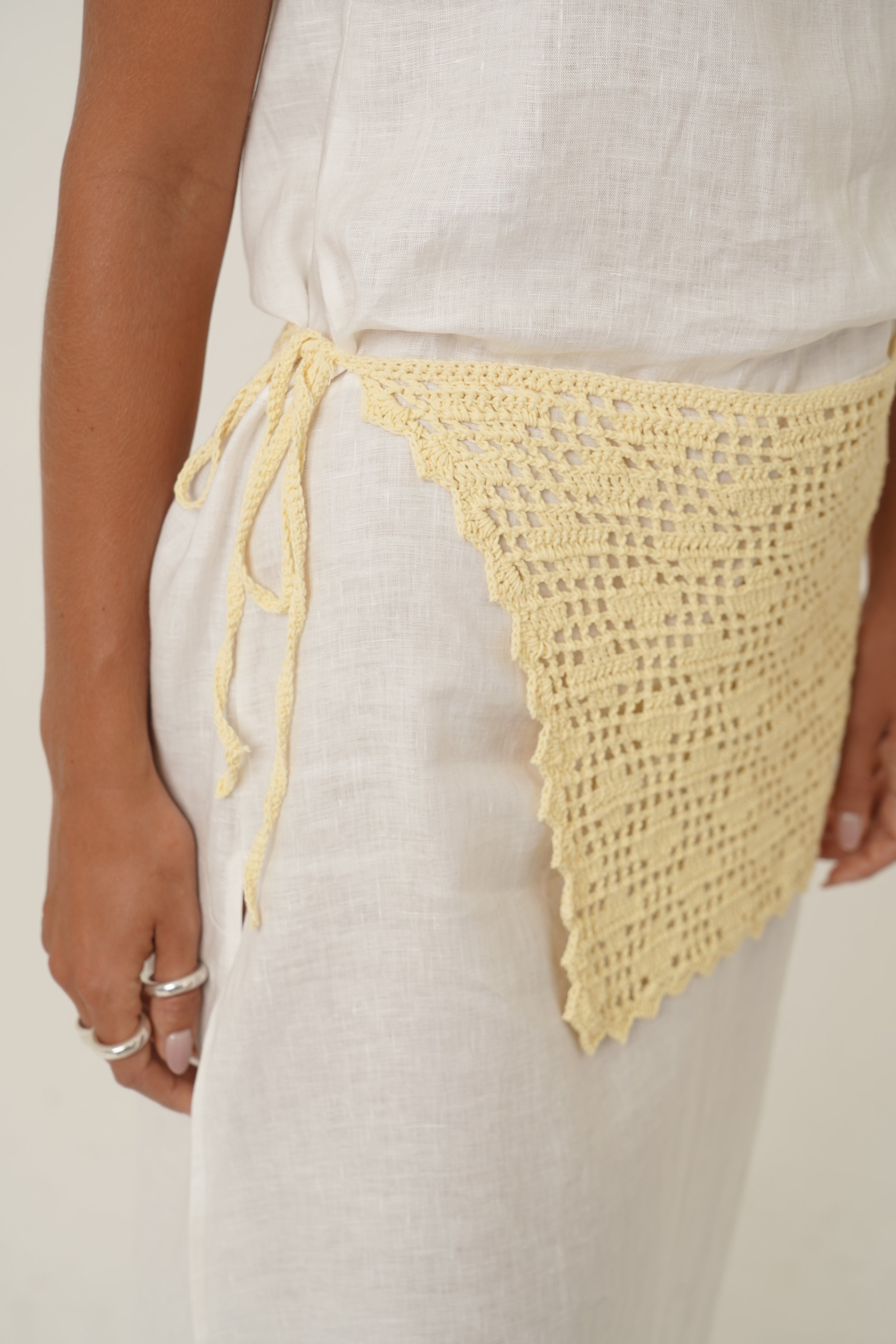 Detail of front of Labelle Sarong made from Cotton Crochet