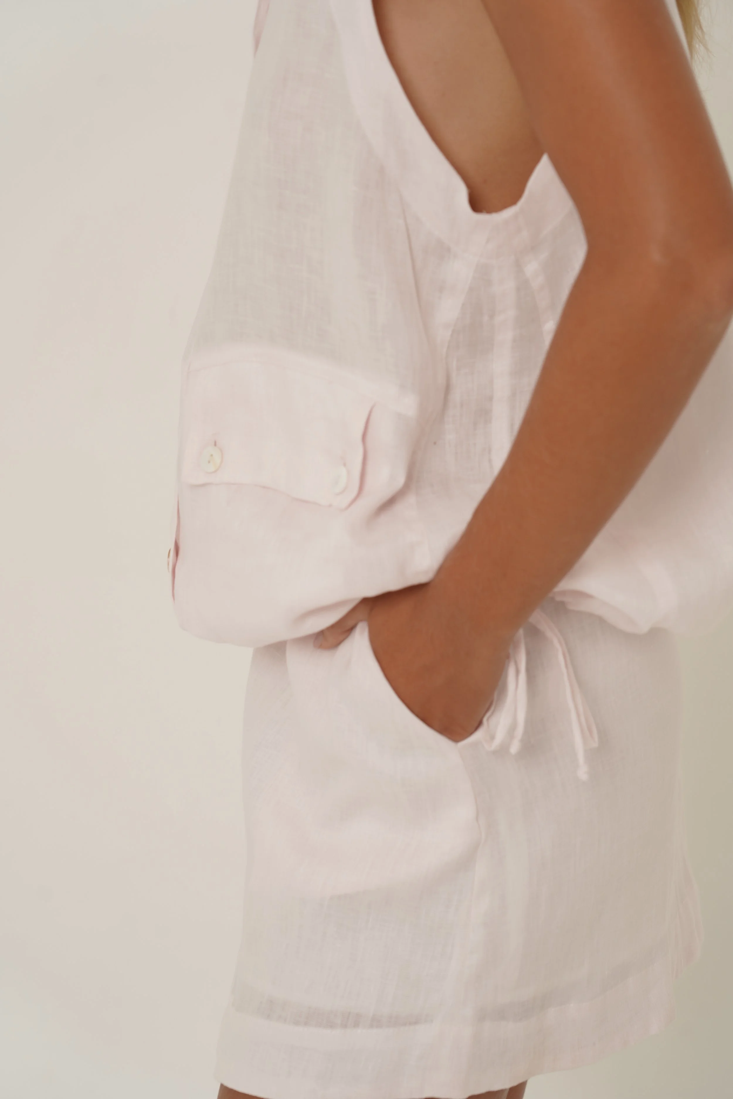 Linen Maribou Skirt and Vest with adjustable drawstrings at sides