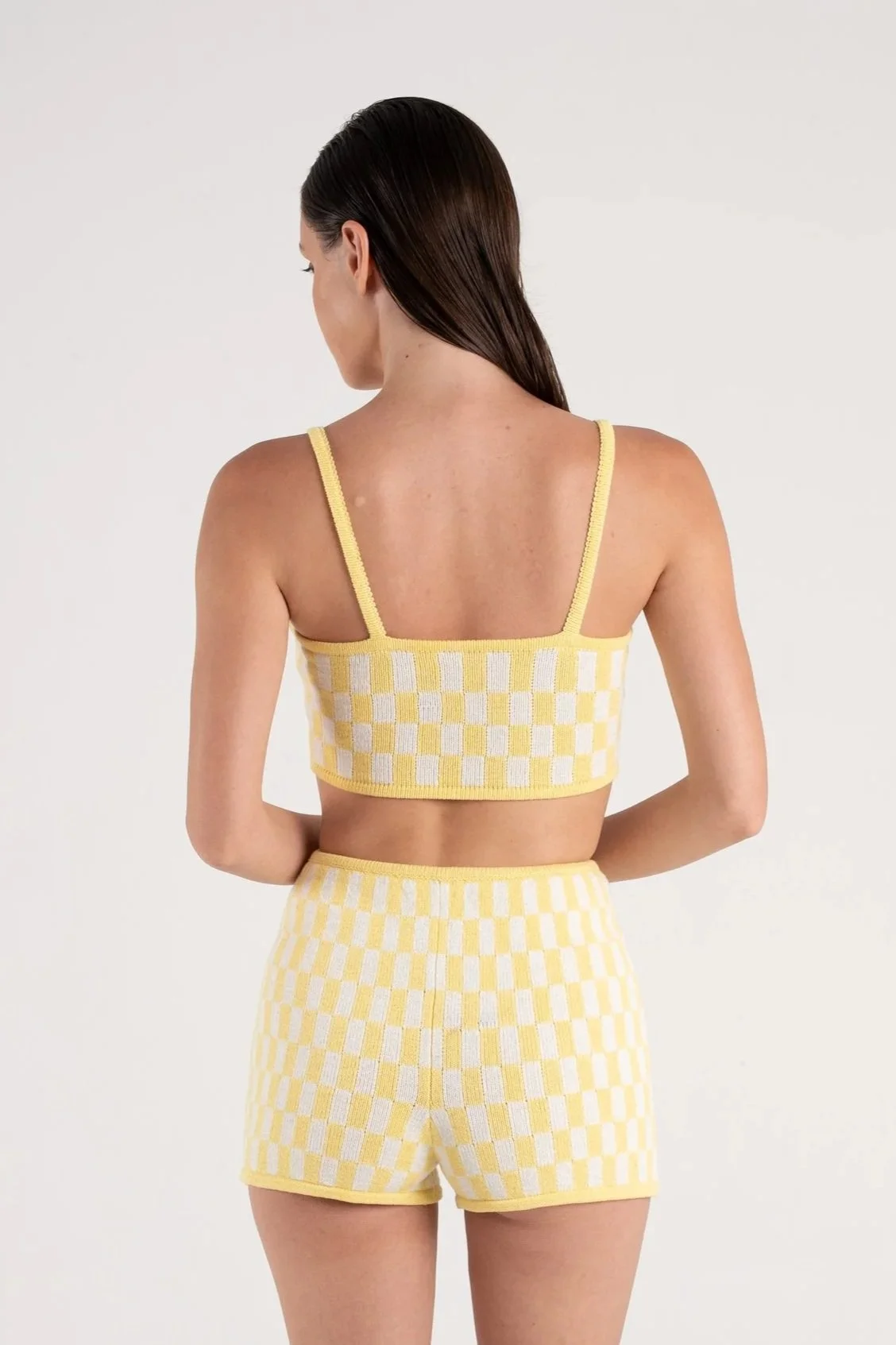 Checkmate Shorts in Yellow Cotton Knit Sutura Studio