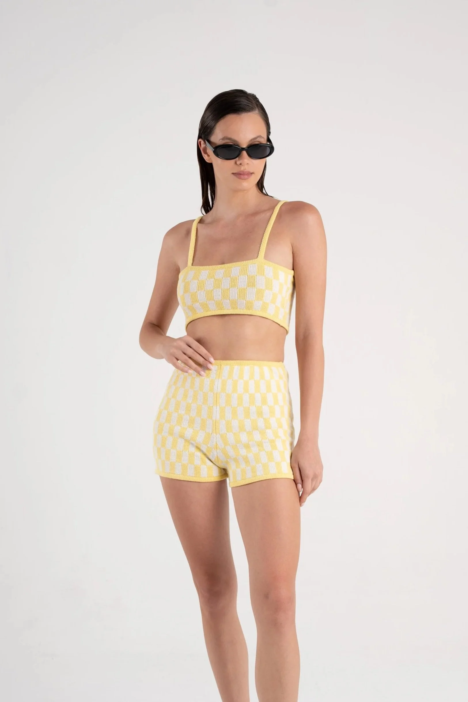 Checkmate Shorts Knitwear Resort Yellow - Sutura Studio