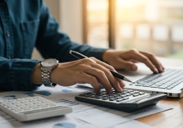 Accountant working on computer