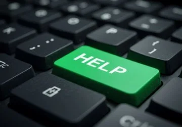 Keyboard on Contact Page showing Help Button indicating we are available for our customers