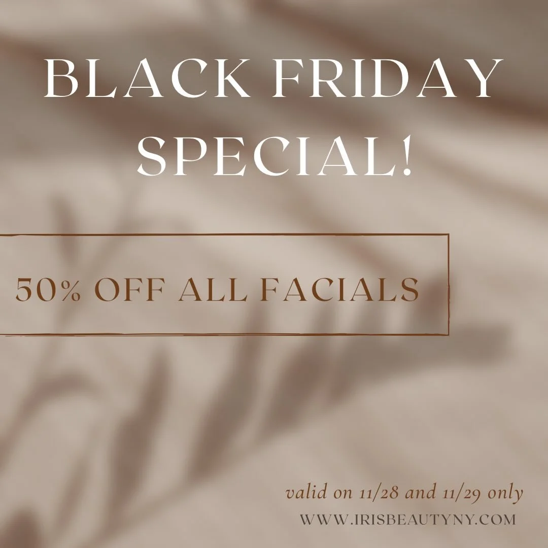 Black Friday starts NOW! 🎉 Take care of YOU first-
Enjoy 50% off all facials this Friday &amp; Saturday only.
Who&rsquo;s booking their glow up?! ✨