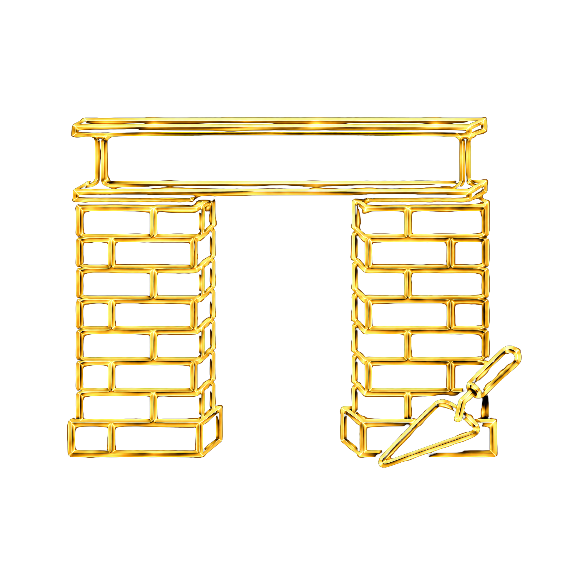 Glow neon sign of a fireplace with bricks and mantel on a black background.