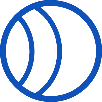 A black background with a blue circular design consisting of interlocking semi-circles.