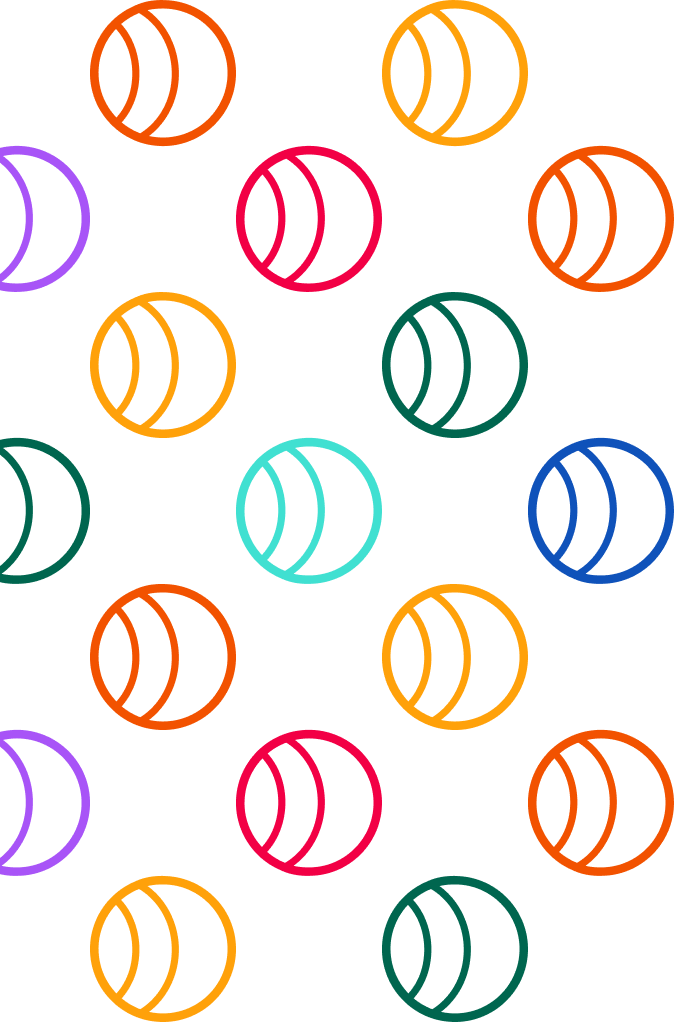 Colorful neon outlines of tennis balls on a black background.