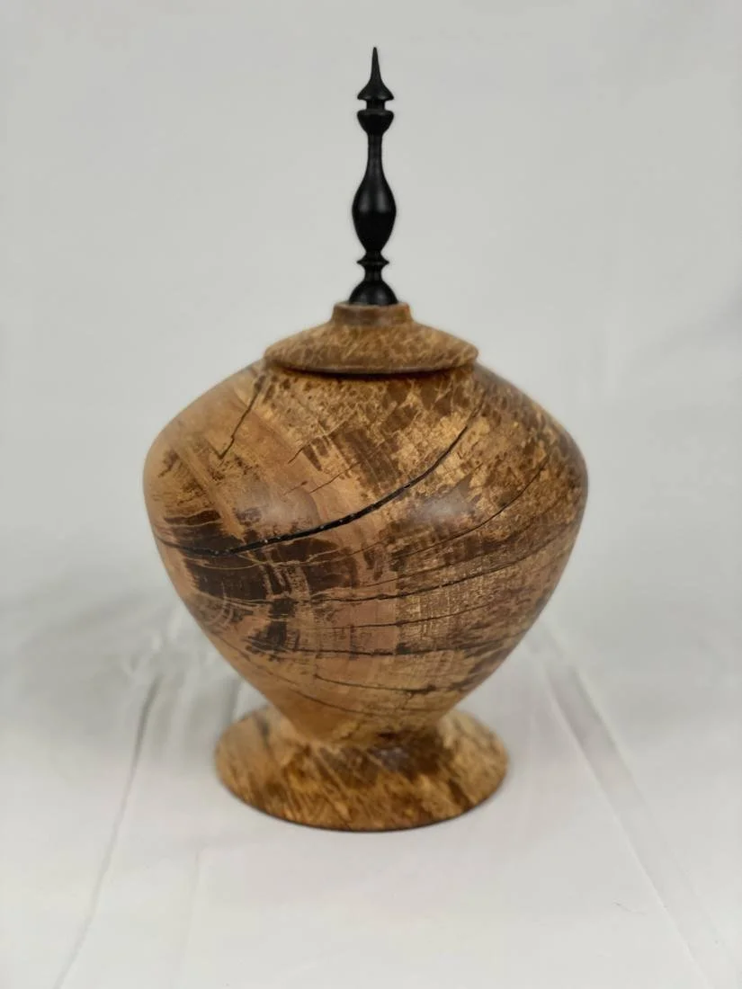 Maple Hollow Form Urn with Ebonized Finial