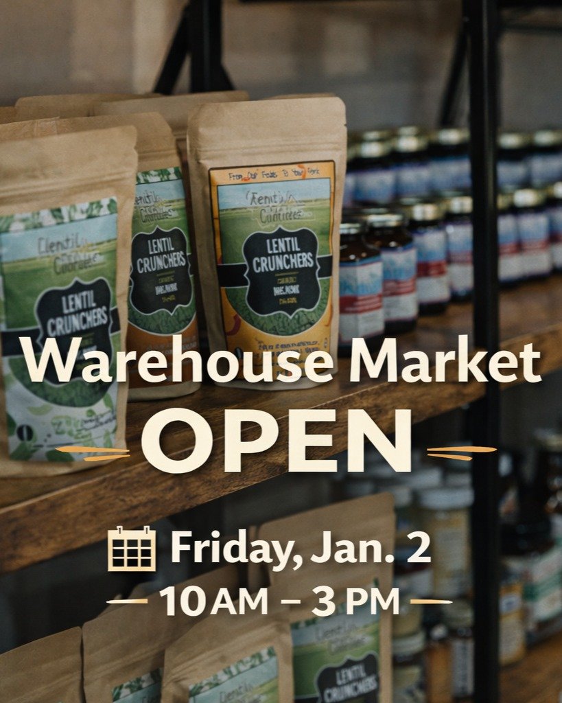 Our Warehouse Market is OPEN this Friday, January 2 from 10am&ndash;3pm!
Come shop local snacks, pantry staples, jams, sauces, honey, meat, and more &mdash; all grown and crafted by Montana farmers and food makers.

Starting the new year with local f