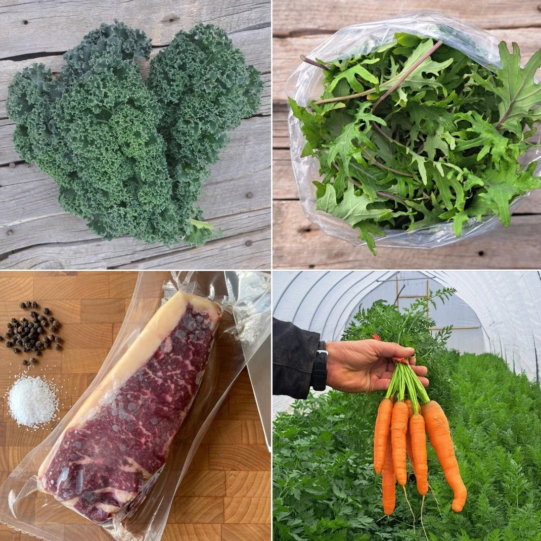 Happy March! 
The new month is bringing more variety and a restock of 100% pasture raised beef from a few of our favorite farms: Nash Farms and Coulee Creek Ranch! Plus Farmtablewest is back with fresh picked, soil grown kale, super sweet carrots, sp