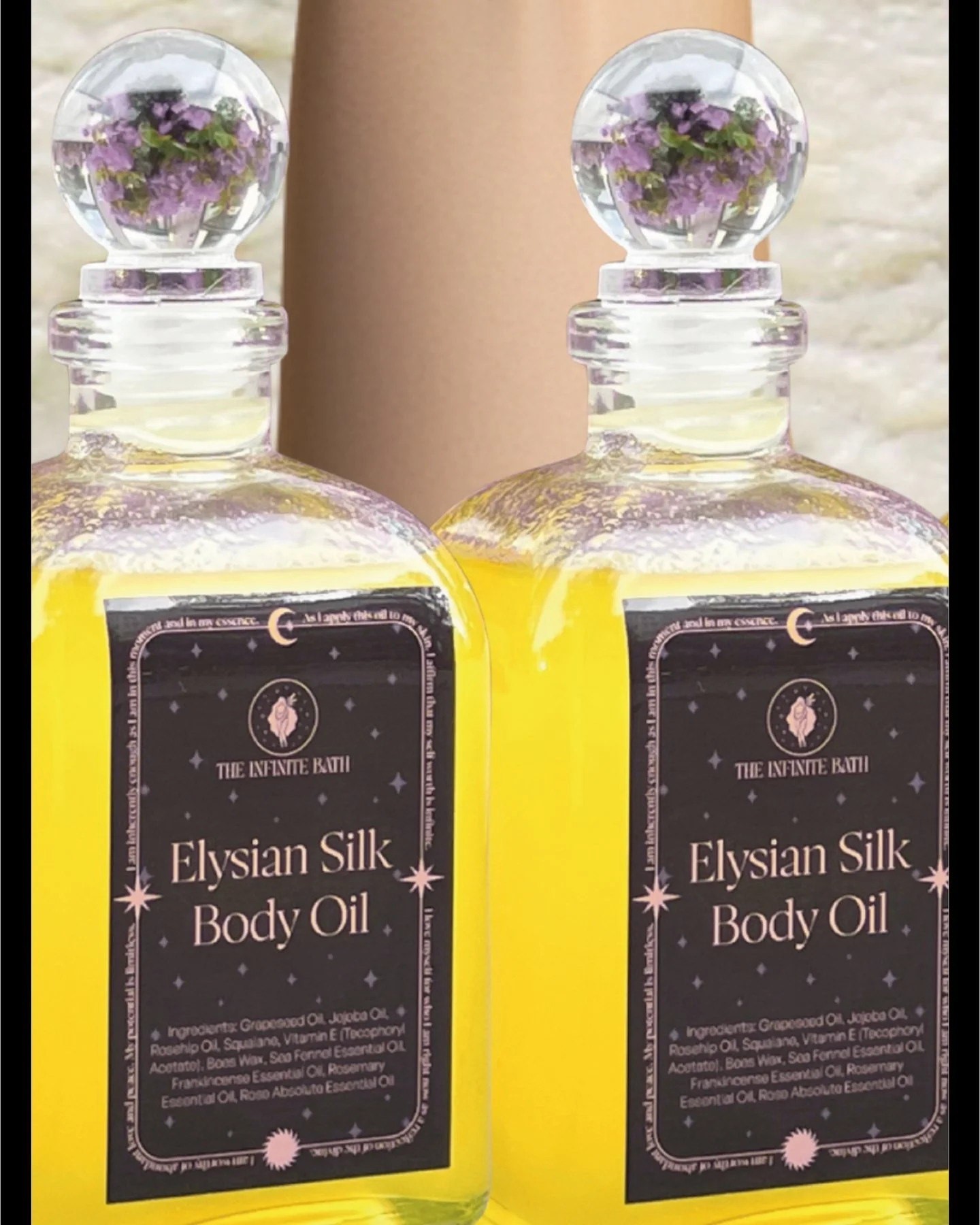 The botanical extracts are the star ingredients in our Elysian Silk Body Oil, showcasing it's natural scent and ability to bring balance, clarity, and renewal to your skin.
The science behind each botanical extract in the Elysian Silk Body Oil:
🌸