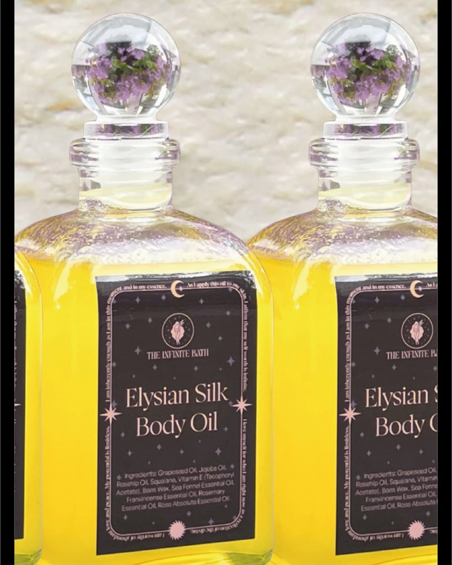 The botanical extracts are the star ingredients in our Elysian Silk Body Oil, showcasing it's natural scent and ability to bring balance, clarity, and renewal to your skin.
The science behind each botanical extract in the Elysian Silk Body Oil:
🌸