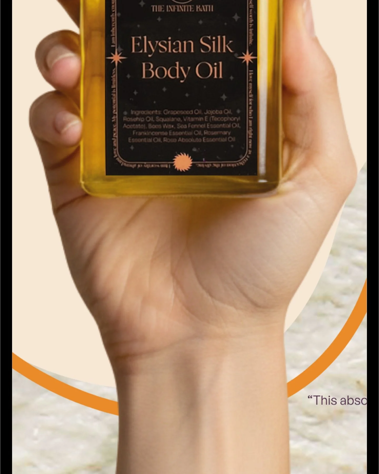 Discover the magic of nature with our Elysian Silk Body Oil, where botanical extracts take center stage, showcasing their exquisite scent and transformative power to bring balance, clarity, and renewal to your skin.
Infused with the soothing extract