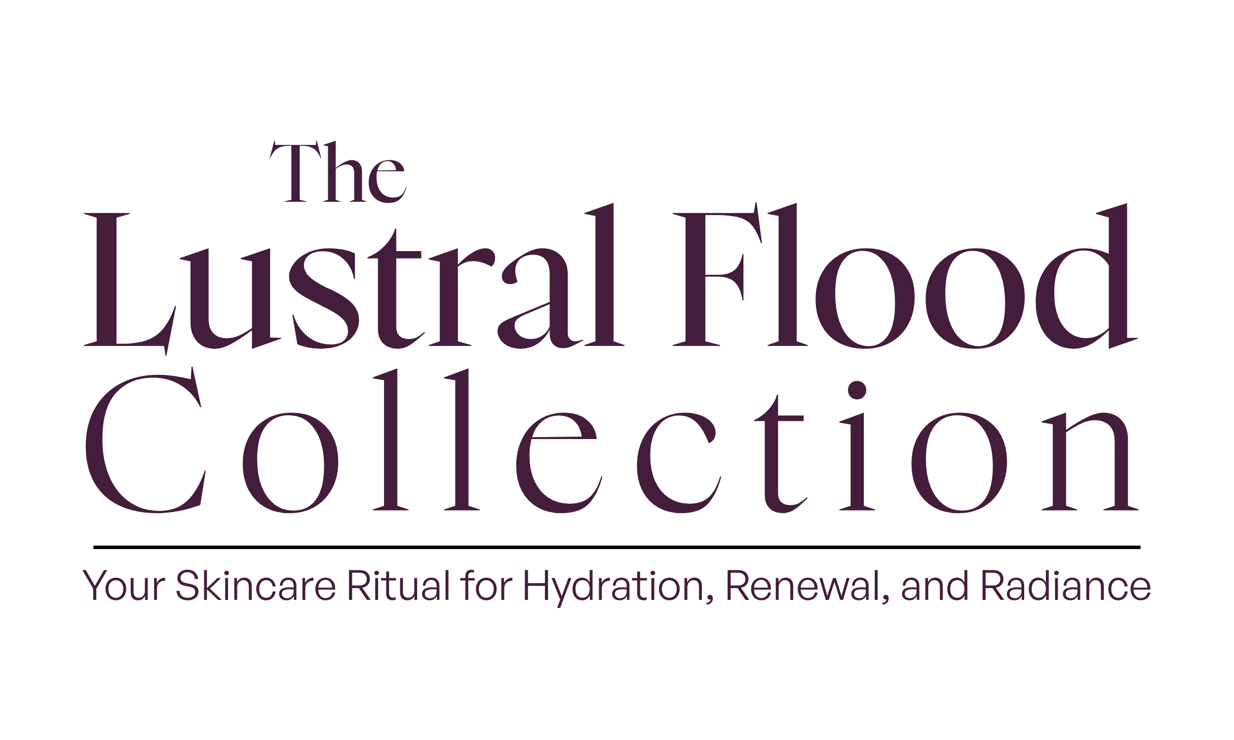 Text-based logo for The Lustral Food Collection, a skincare brand emphasizing hydration, renewal, and radiance.