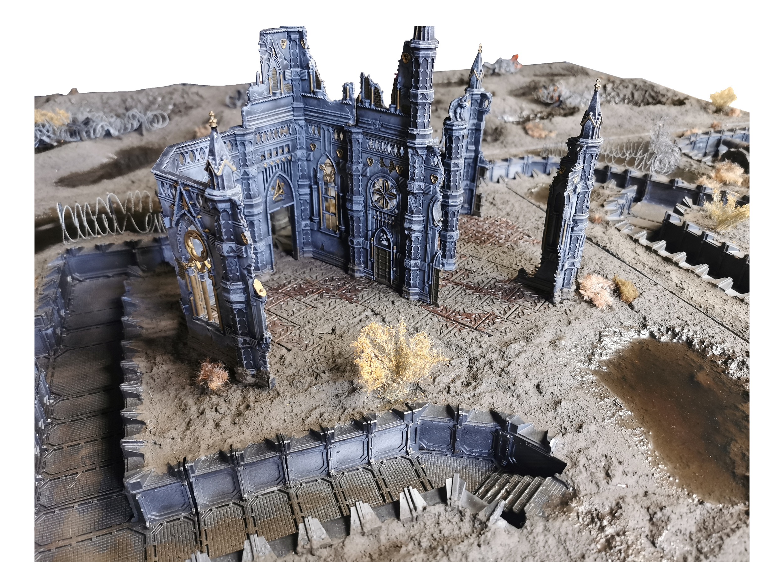 2ft by 2ft modular wargaming board tile with ruins and scenic detail