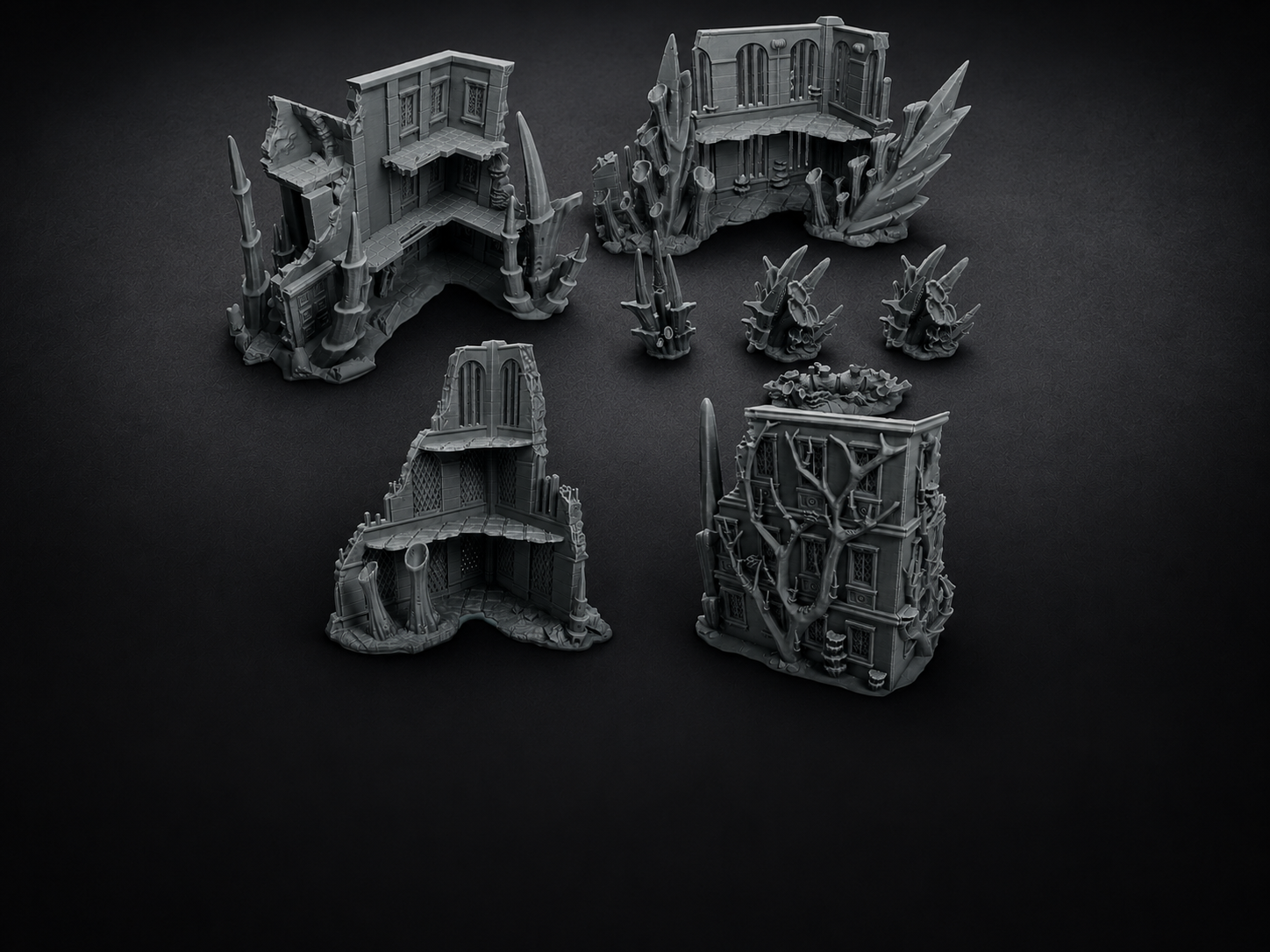 Organic alien growths, corrupted ruins and twisted battlefield scenery. Perfect for creating a dark, overrun sci-fi warzone.