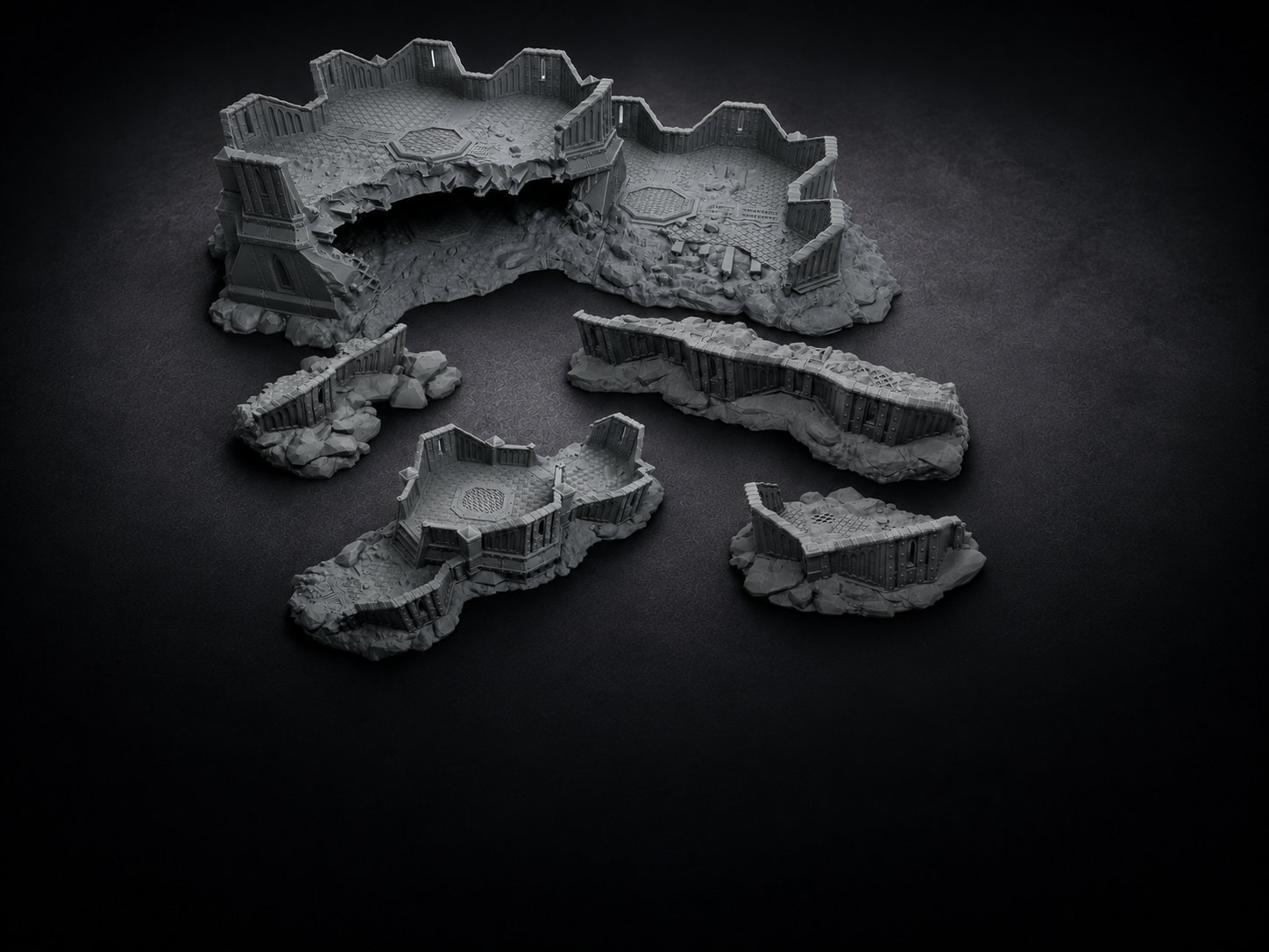 Defensive walls, barricades and ruined positions for brutal skirmish battles. Ideal for creating cover-heavy, tactical tabletop layouts.