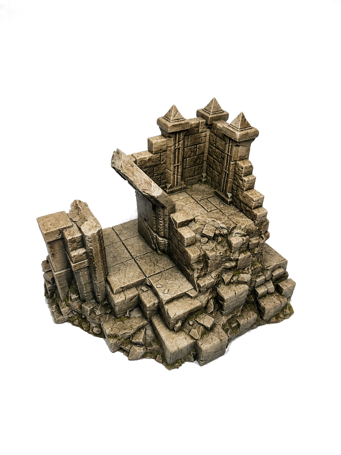 3D model of ancient stone ruins with broken walls and flooring, resembling a temple or dungeon interior.