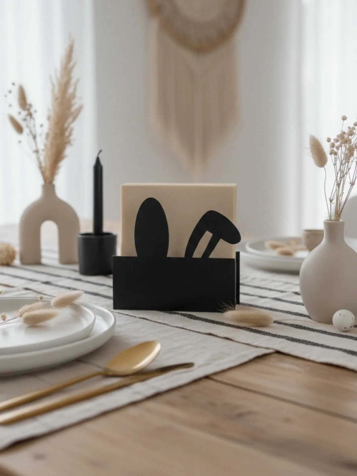 🐰 Serviettenhalter "Hasenohren" &ndash; Minimalistischer Charme f&uuml;r deinen Tisch

Bringe Fr&uuml;hlingsgef&uuml;hle und ein L&auml;cheln auf deine Tafel! Unsere Serviettenhalter im niedlichen Hasenohren-Design sind das perfekte Access