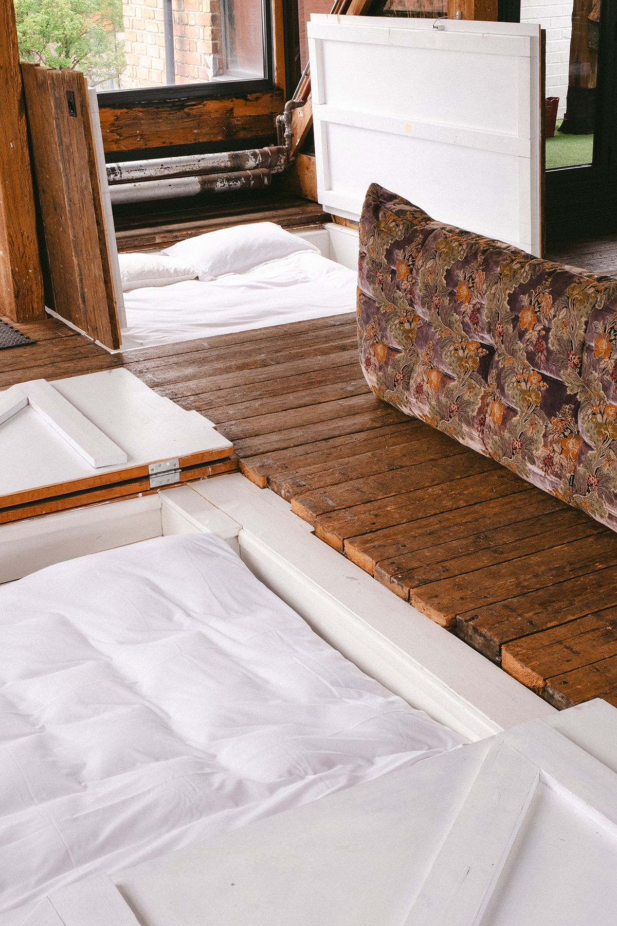 full double beds under the floor