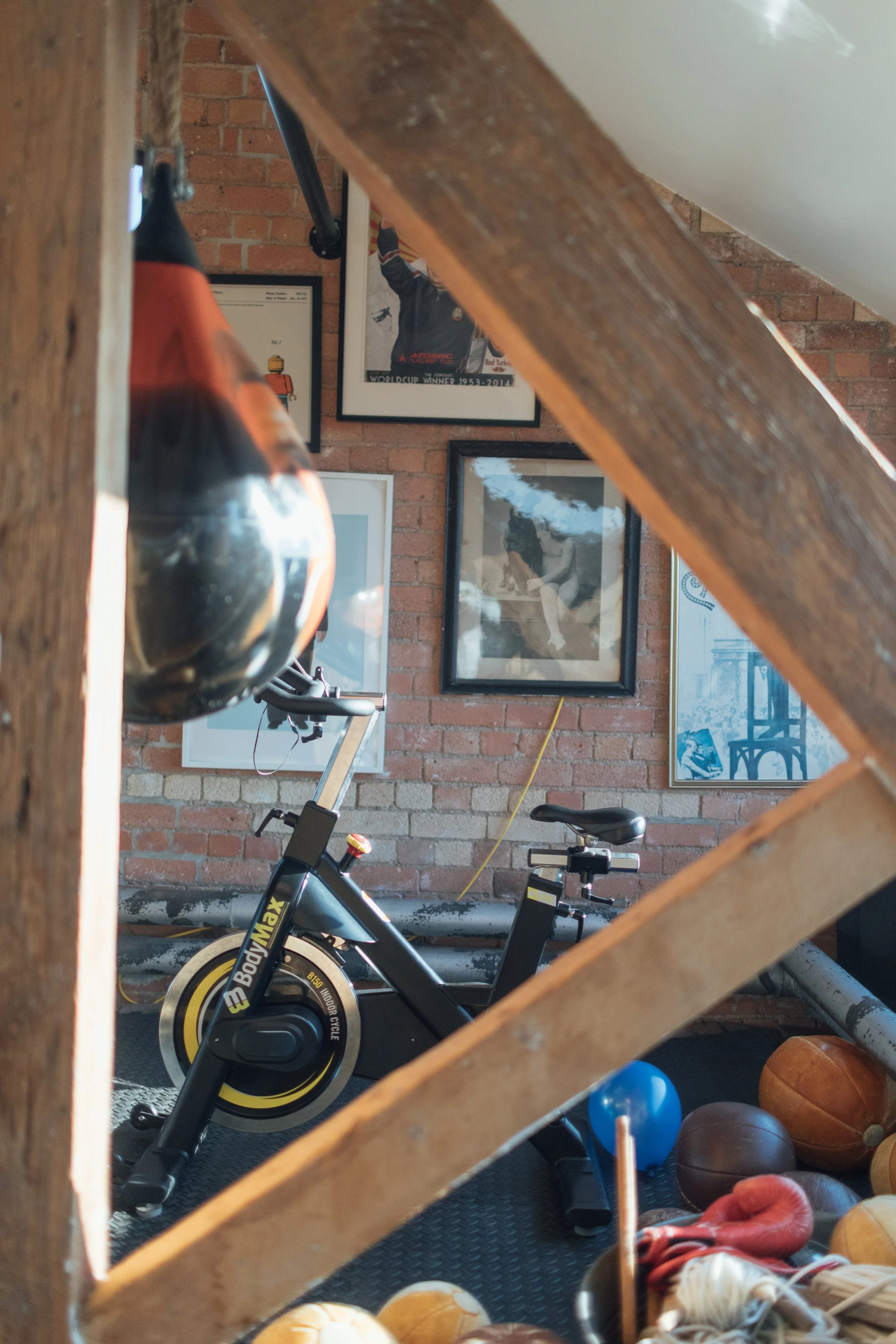 One corner houses the gym equipment