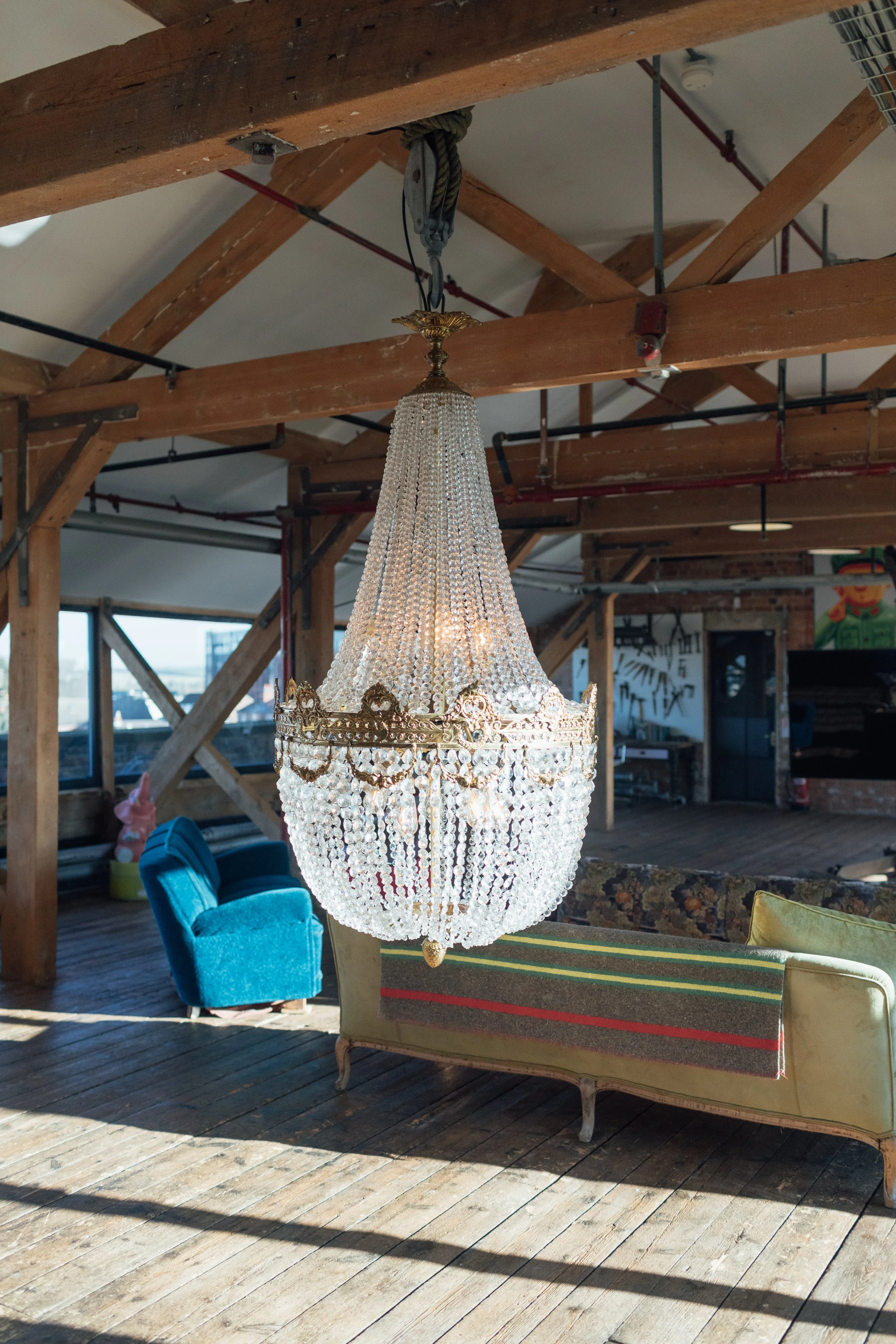 Huge chandeliers are an iconic part of the decor