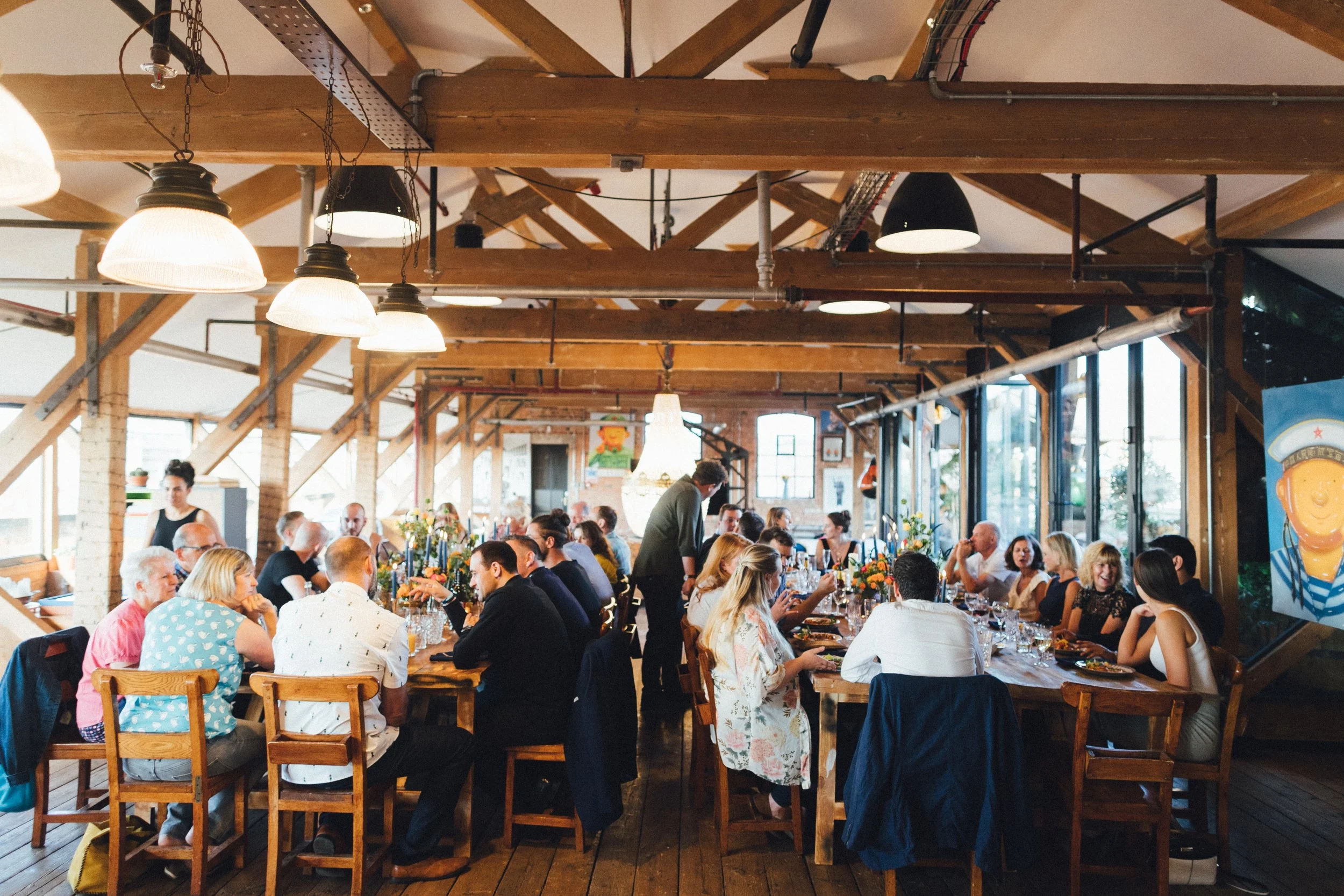 The loft full of life for a supper club event