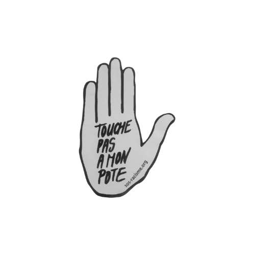 Logo de sos-racisme, client de Roucher Studio.