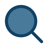 Loupe bleue sur fond blanc